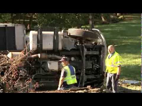 Delivery Truck Flips While Carrying Large Household Appliances